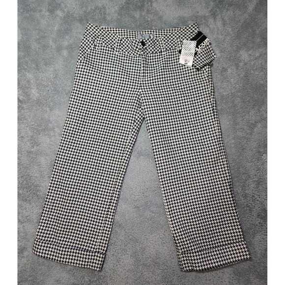 VTG Volcom x Genuine Flip Your Lid Gaucho Pants Sz 4 Houndstooth Wide Leg Y2K - Picture 1 of 9